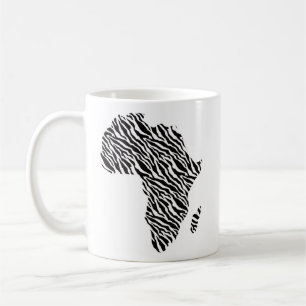 Taza De Café Mapa africano del patrón de cebra del orgullo afri