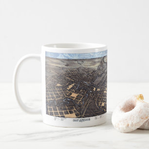Taza De Café Mapa antiguo aéreo de la ciudad de San Antonio, Te