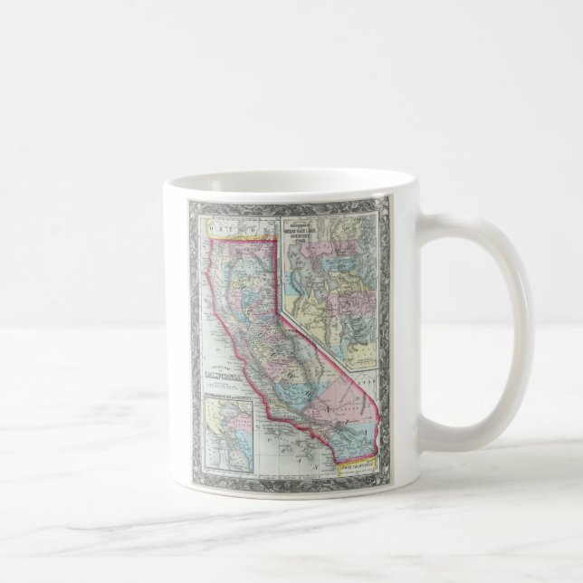 Taza De Café Mapa Antiguo de California (1860) (Derecha)