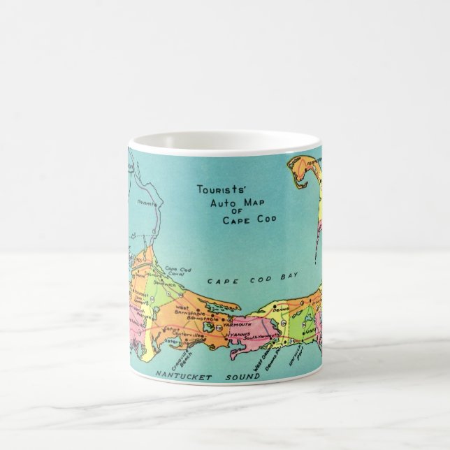 Taza De Café Mapa antiguo de Cape Cod (Centro)