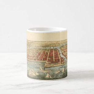 Taza De Café Mapa Antiguo de Chicago, Calle LaSalle y Río