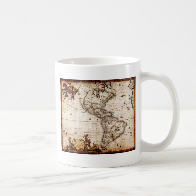 Taza De Café Mapa antiguo de Continente América (Derecha)