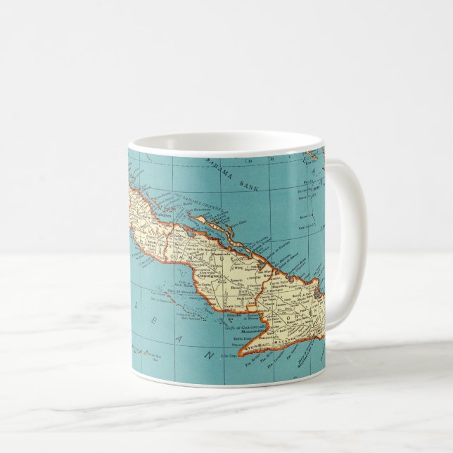 Taza De Café Mapa Antiguo de Cuba  (Anverso derecho)