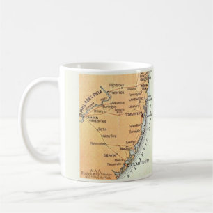 Taza De Café Mapa antiguo de Filadelfia al Océano Atlántico