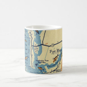 Taza De Café Mapa Antiguo de Ft. Myers
