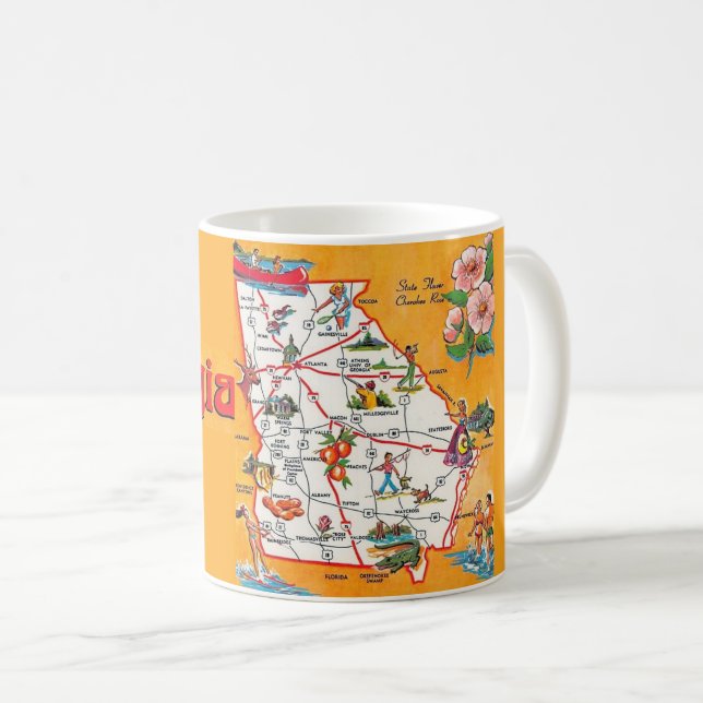Taza De Café Mapa Antiguo de Georgia (Anverso derecho)