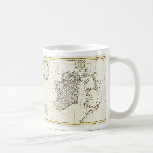 Taza De Café Mapa Antiguo de Irlanda (1771) (Derecha)