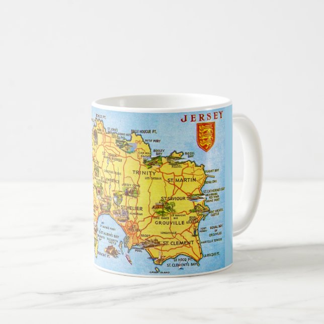 Taza De Café Mapa antiguo de Jersey (Anverso derecho)
