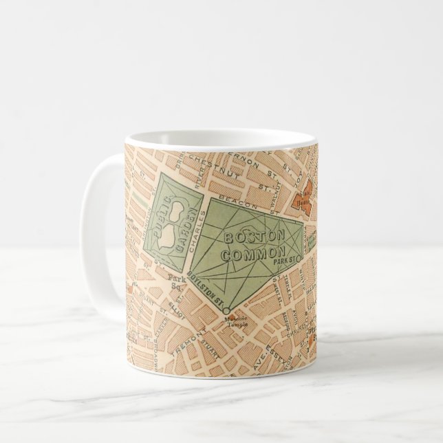 Taza De Café Mapa antiguo de la ciudad de Boston (Anverso izquierdo)