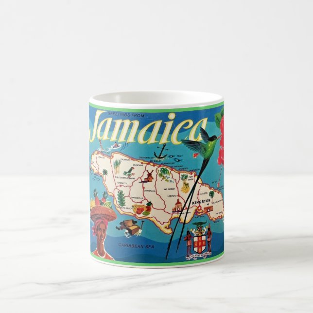 Taza De Café Mapa Antiguo de la Isla de Jamaica P (Centro)