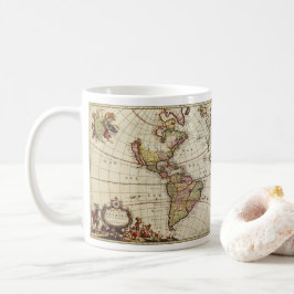 Taza De Café Mapa antiguo de las Américas de Johannes De Ram