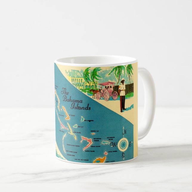 Taza De Café Mapa Antiguo de las Islas Bahamas (Anverso derecho)