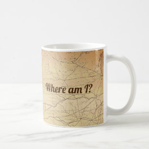 Taza De Café Mapa antiguo de líneas ferroviarias con texto dive