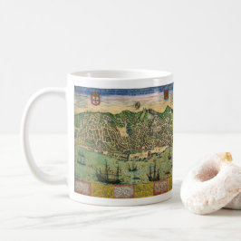Taza De Café Mapa antiguo de Lisboa, Portugal, por Braun/Hogenb