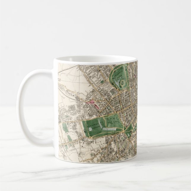 Taza De Café Mapa Antiguo de Londres, Inglaterra (1853) (Izquierda)