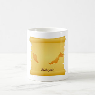 Taza De Café Mapa antiguo de Malasia en pergamino, viajes al vi