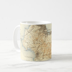 Taza De Café Mapa Antiguo de Monterey Carmel-by-the-Sea Califor