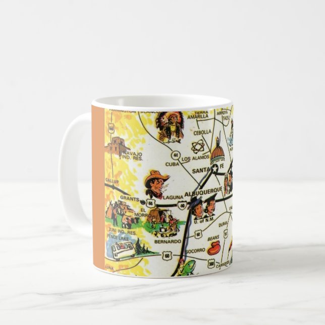 Taza De Café Mapa Antiguo de Nuevo México  (Anverso izquierdo)