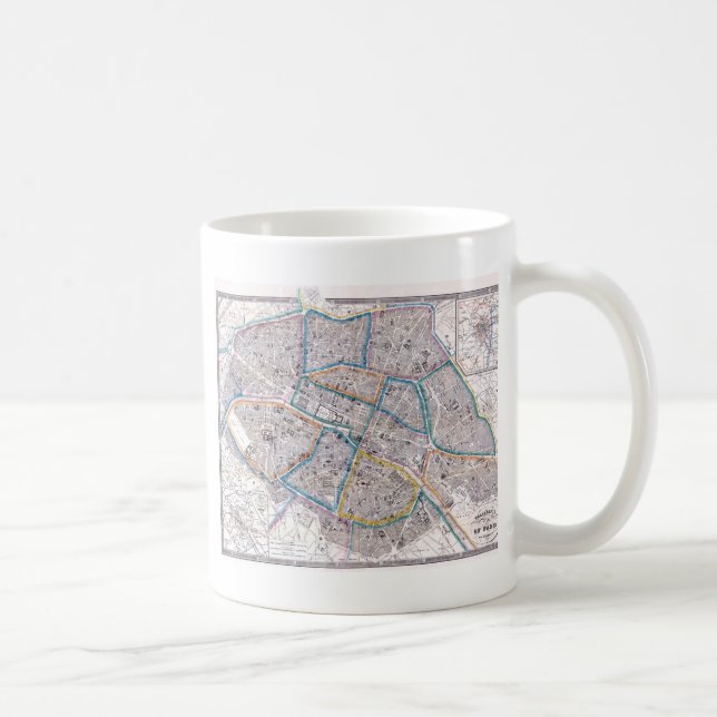 Taza De Café Mapa antiguo de París (Derecha)