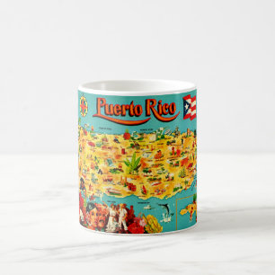 Taza De Café Mapa antiguo de Puerto Rico