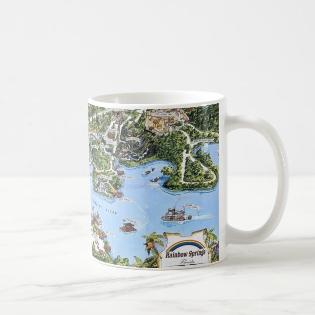 Taza De Café Mapa Antiguo de Rainbow Springs Florida (Derecha)