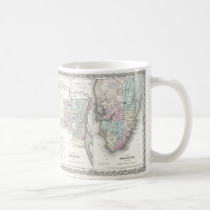 Taza De Café Mapa Antiguo de Savannah y Charleston (1855)