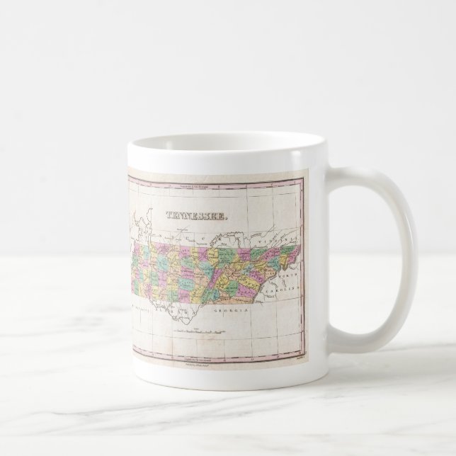 Taza De Café Mapa Antiguo de Tennessee (1827) (Derecha)