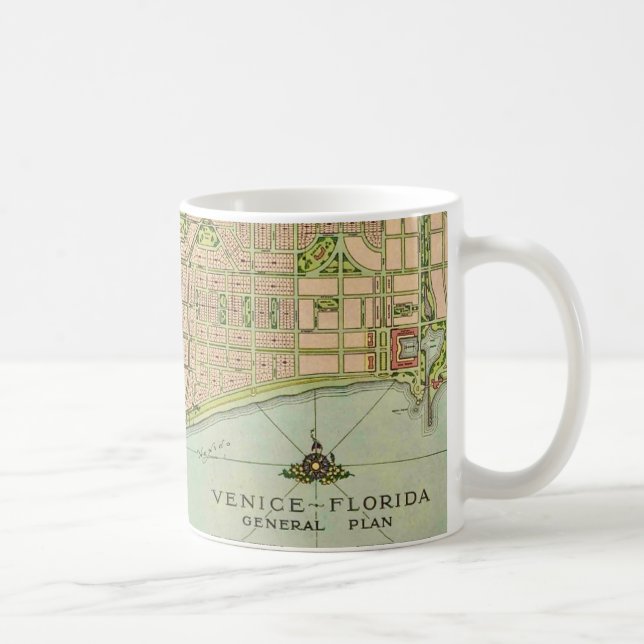 Taza De Café Mapa Antiguo de Venice Florida (Derecha)
