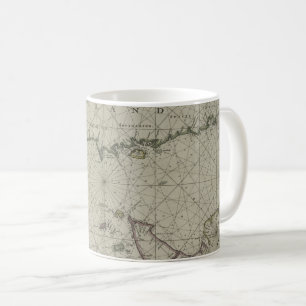 Taza De Café Mapa antiguo del canal, 1666 (grabado del color)