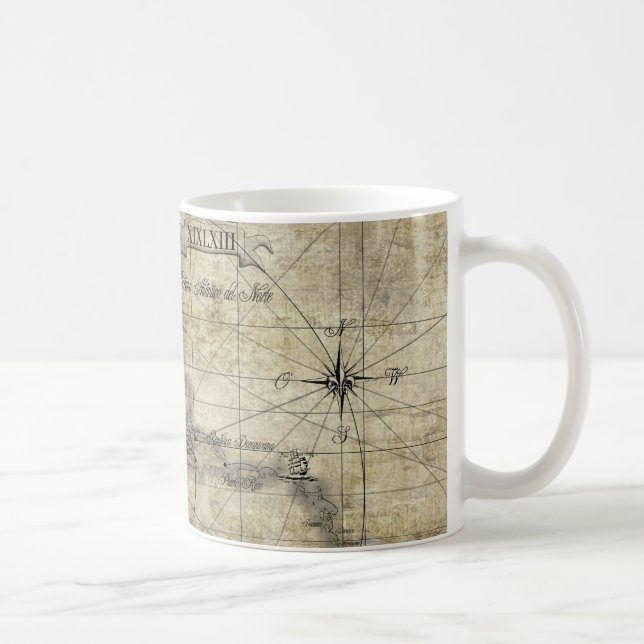 Taza De Café Mapa antiguo del Caribe (Derecha)