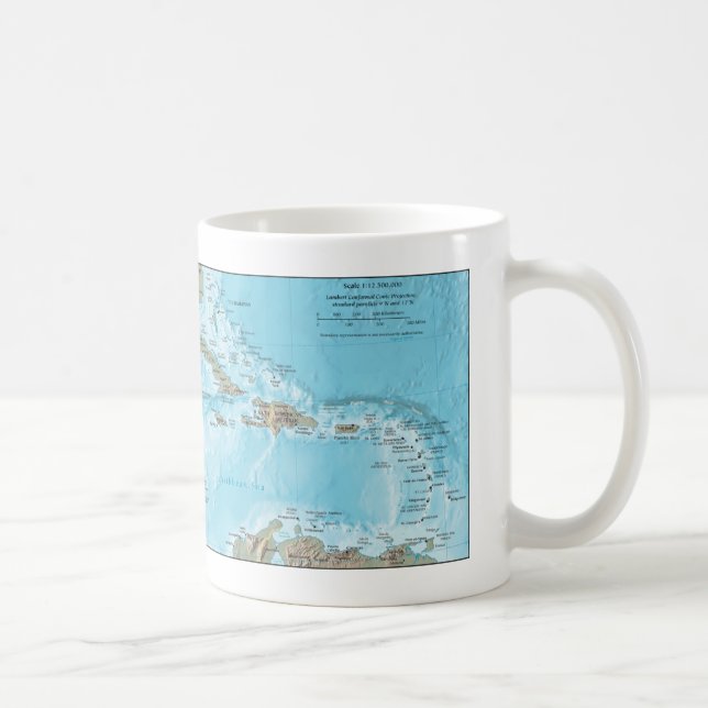 Taza De Café Mapa Antiguo del Caribe - EE. UU. (Derecha)