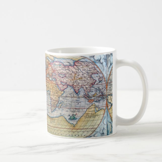 Taza De Café Mapa Antiguo Del Mundo (Derecha)
