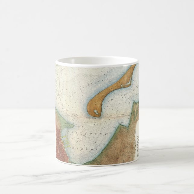 Taza De Café Mapa Antiguo del Puerto de Nantucket (Centro)