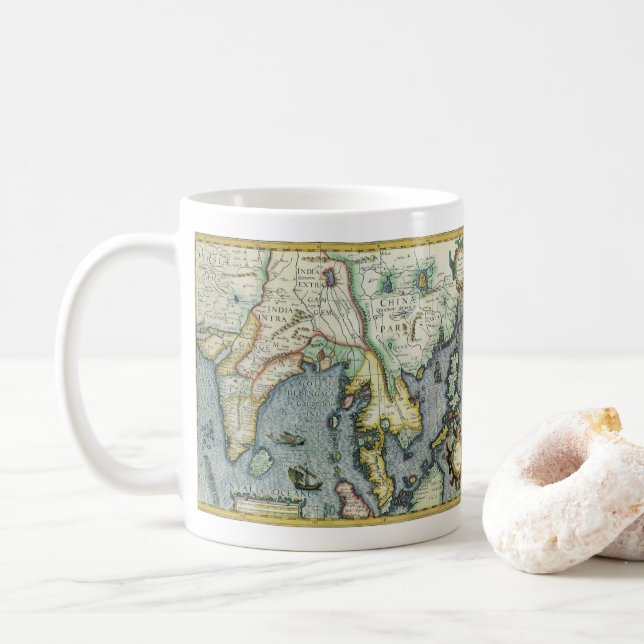 Taza De Café Mapa Antiguo del Sudeste Asiático por Mercator / H (Con donut)