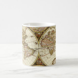 Taza De Café Mapa Antiguo del Viejo Mundo de Frederick de Wit, 