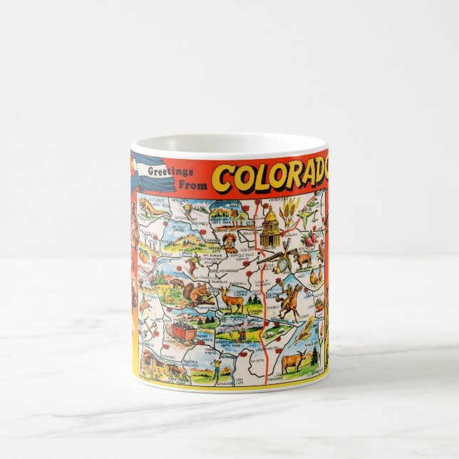 Taza De Café Mapa antiguo ilustrado de Colorado  (Centro)