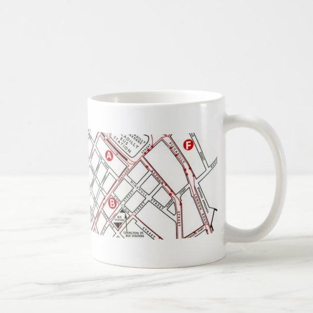 Taza De Café Mapa central de Manchester (Derecha)