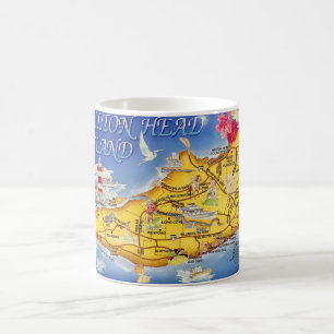 Taza De Café Mapa colorido de Hilton Head SC