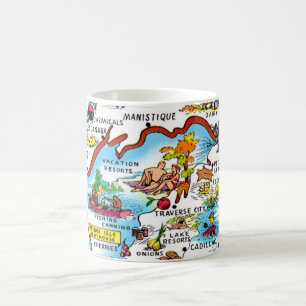 Taza De Café Mapa Colorido de Michigan