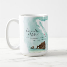 Taza De Café Mapa de acuarela de México | Cabo | Boda de destin