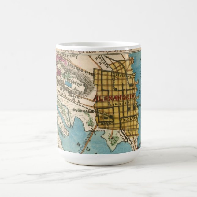 Taza De Café Mapa de Alexandría VA y ciudades vecinas (Centro)