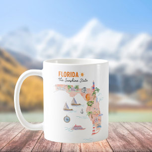 Taza De Café Mapa de arte del estado de California en acuarela