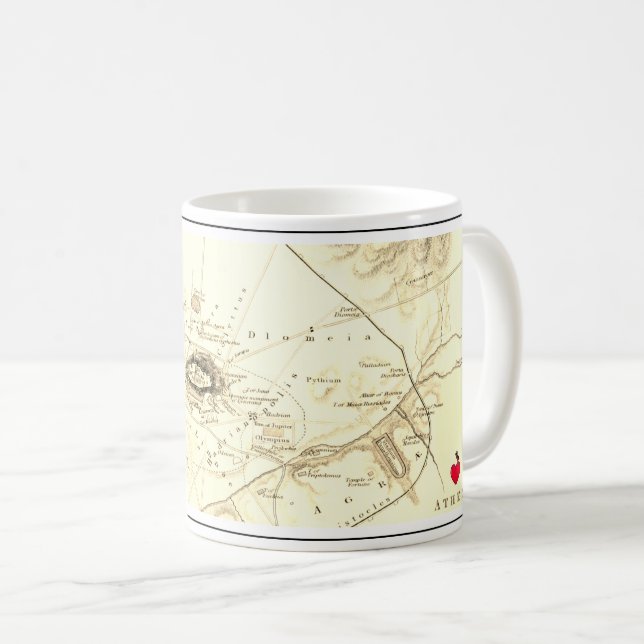 Taza De Café Mapa de Atenas antigua, Grecia (Anverso derecho)