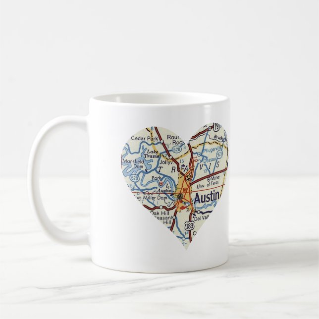 Taza De Café Mapa de Austin TX 50 (Izquierda)