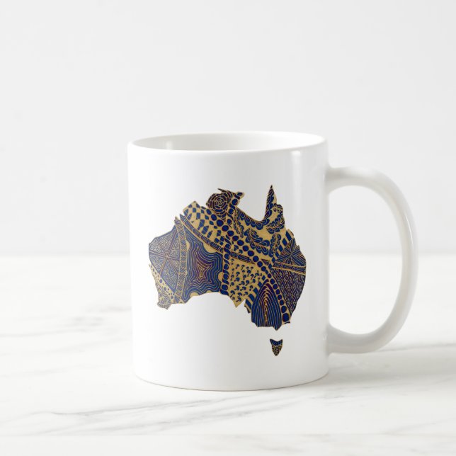 Taza De Café Mapa de Australia Tan-Blue-Red (Derecha)