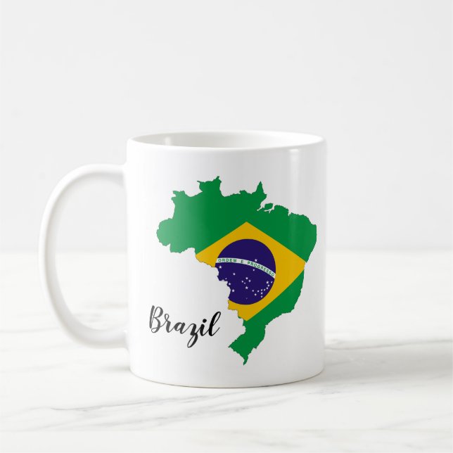 Taza De Café Mapa de bandera de Brasil (Izquierda)
