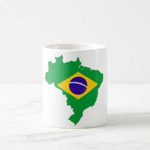 Taza De Café mapa de bandera de brasil forma brasil