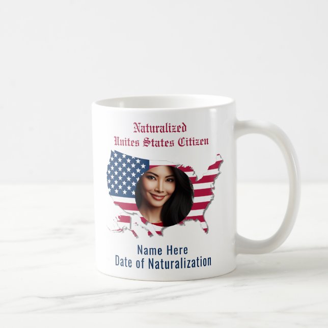 Taza De Café Mapa de bandera de EE.UU. personalizado foto ciuda (Derecha)
