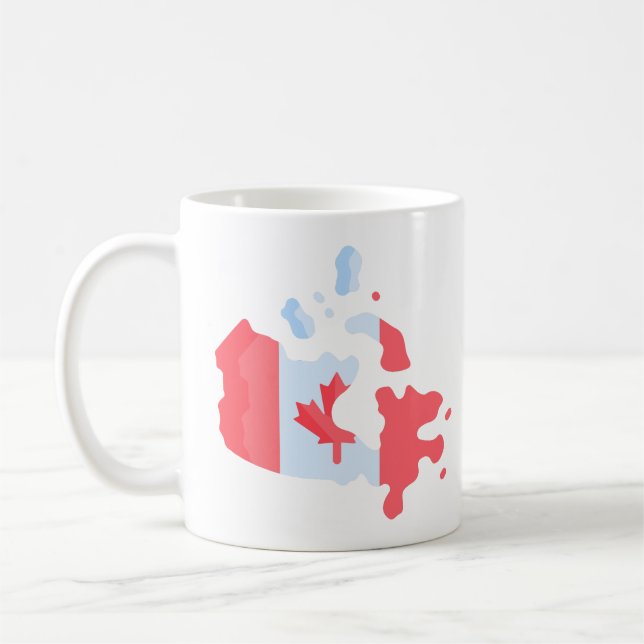 Taza De Café Mapa de bandera del Día de Canadá (Izquierda)