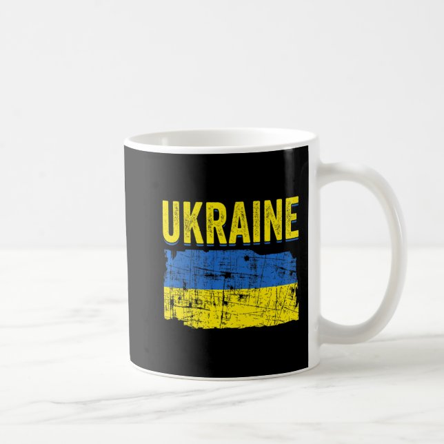 Taza De Café Mapa de bandera ucraniana apoya a Ucrania (Derecha)